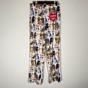 BRIEF INSANITY Lounge Pants Dog Puppies Novelty Sleep Medium‎ Unisex I Ruff You